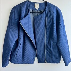 Halogen Textured Navy Blue Bomber Jacket